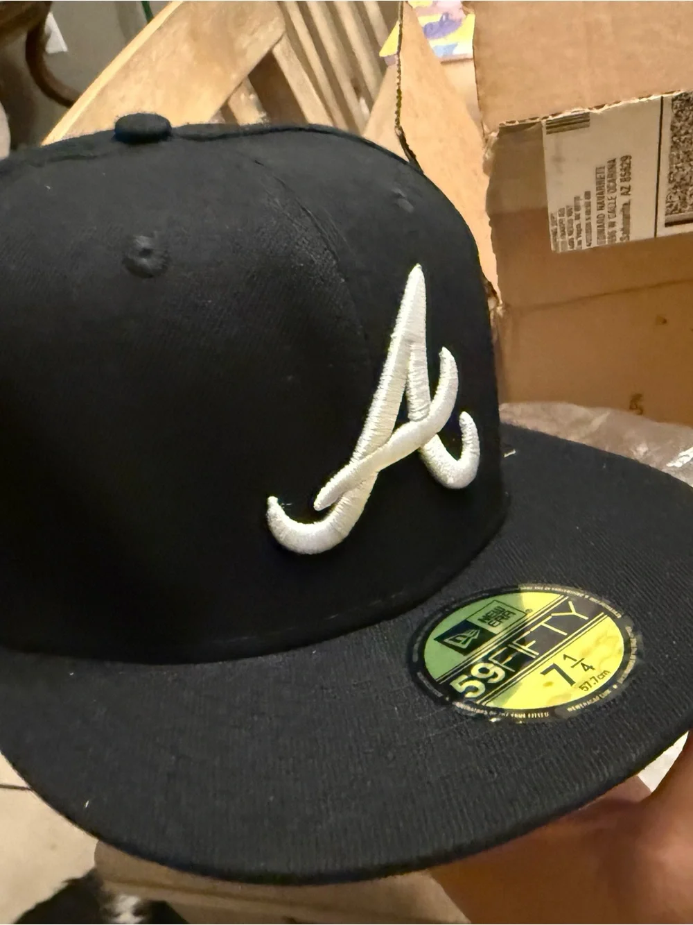 Atlanta Braves Black White Fitted Hat.Size 7  1/4 - Picture 6 of 6